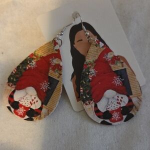 Holiday Red and White Teardrop Earrings